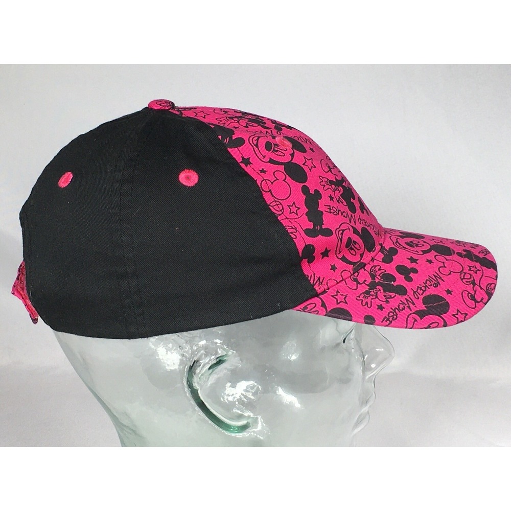 Disney Parks Mickey Mouse Jeweled Baseball Hat Pink Black Youth Adjustable - Picture 8 of 9